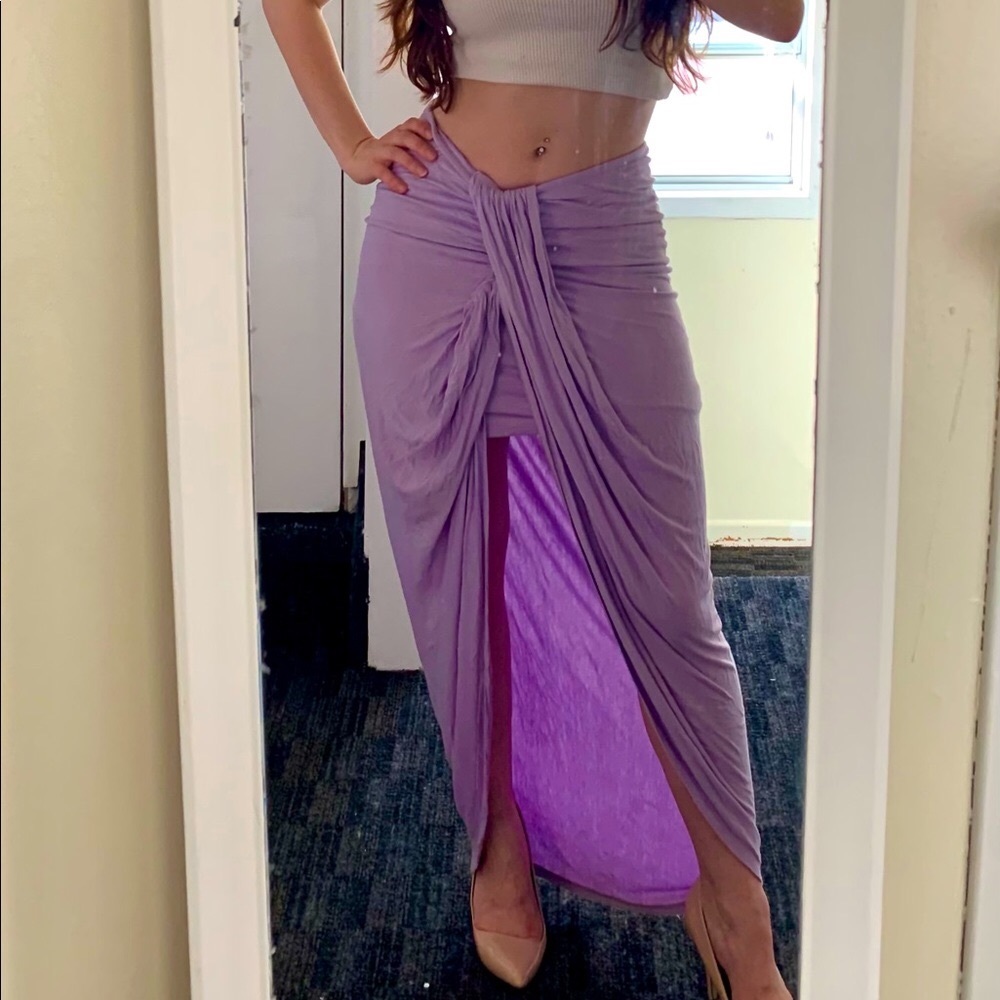 Lavender Draped Goddess Maxi Skirt